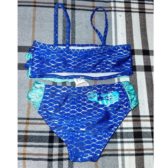 Girls Bathing Suit, Blue Ruffled Two-Piece from Body Glove - Picture 2 of 4